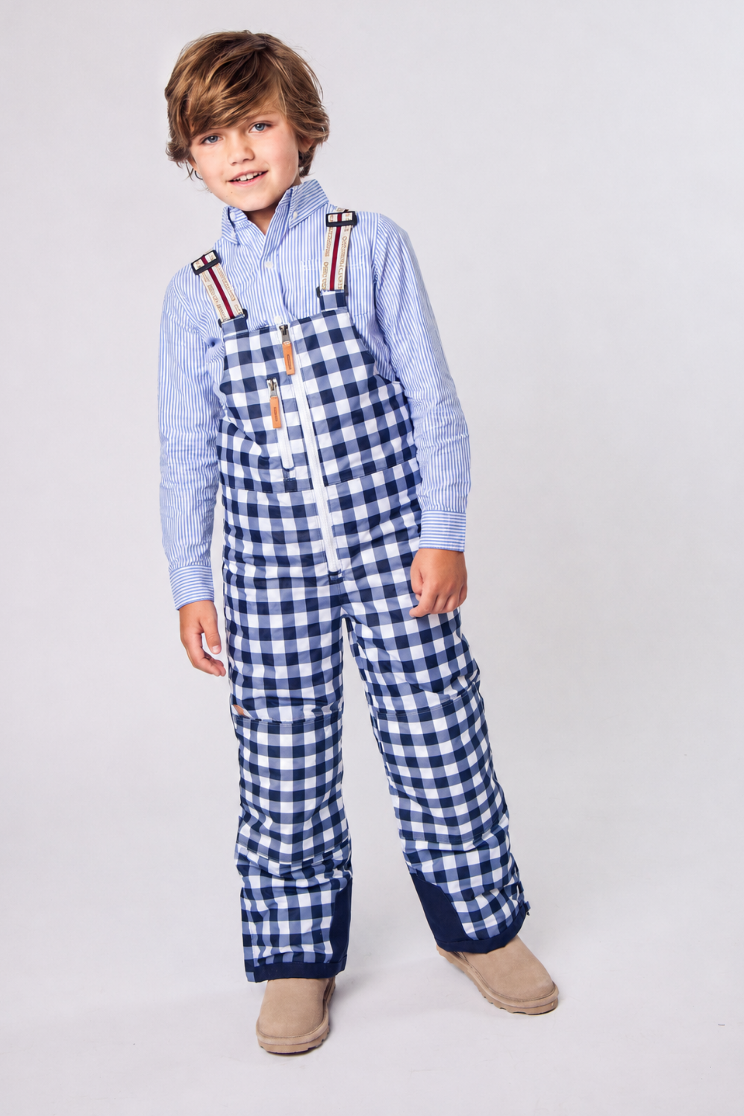Navy Gingham Snow Pant