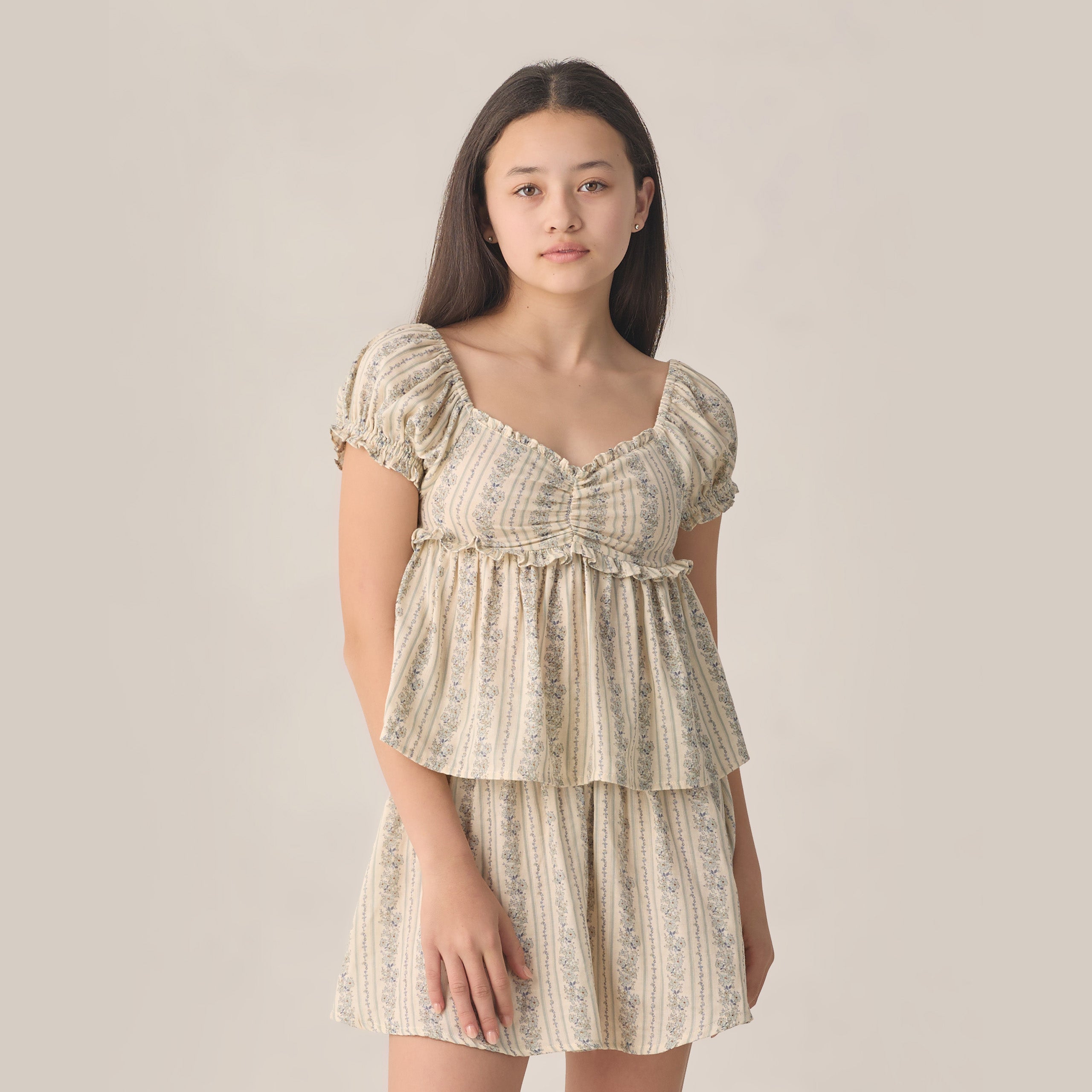 Teen Jubilee Top Blue Floral