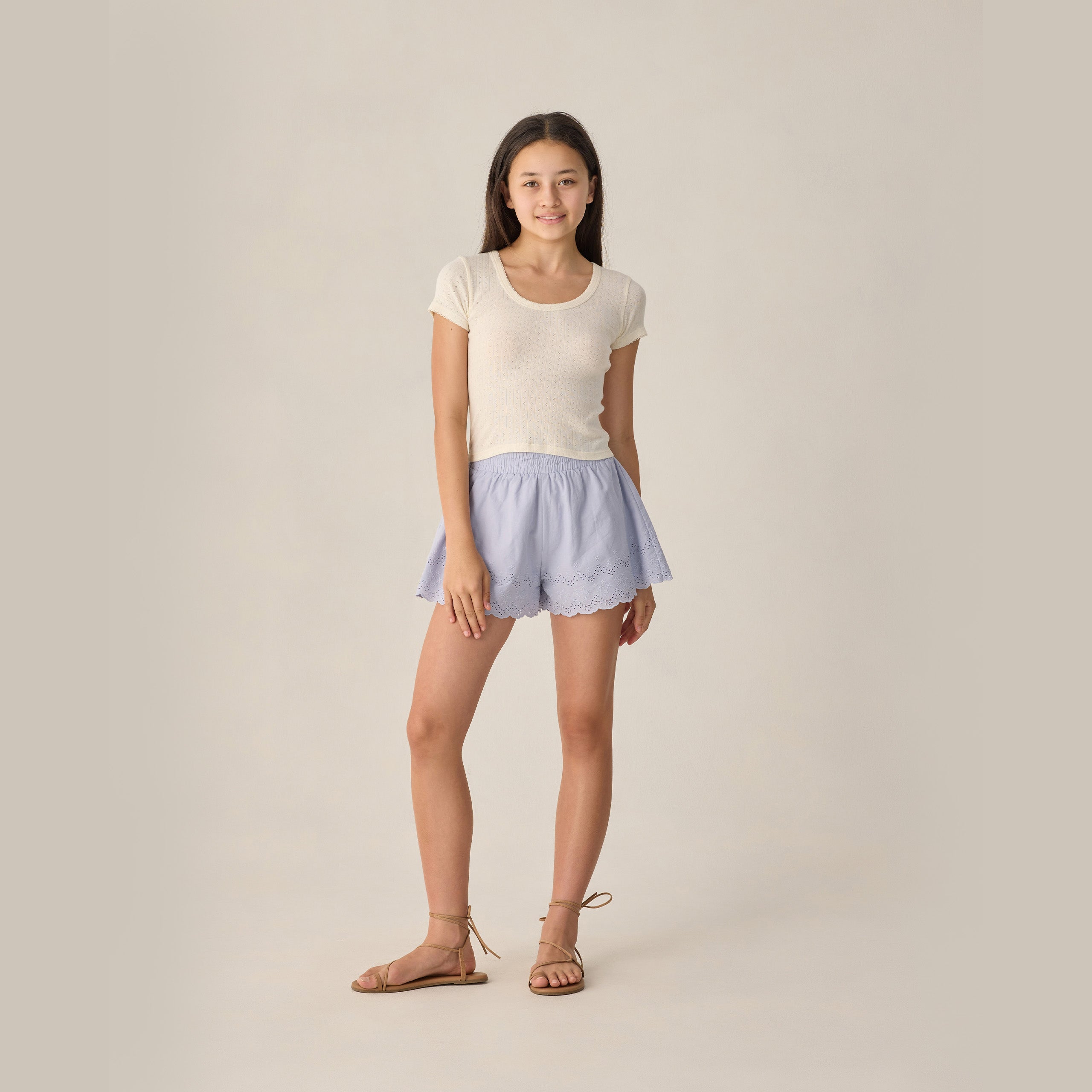 Teen Pointelle Jersey Ivory