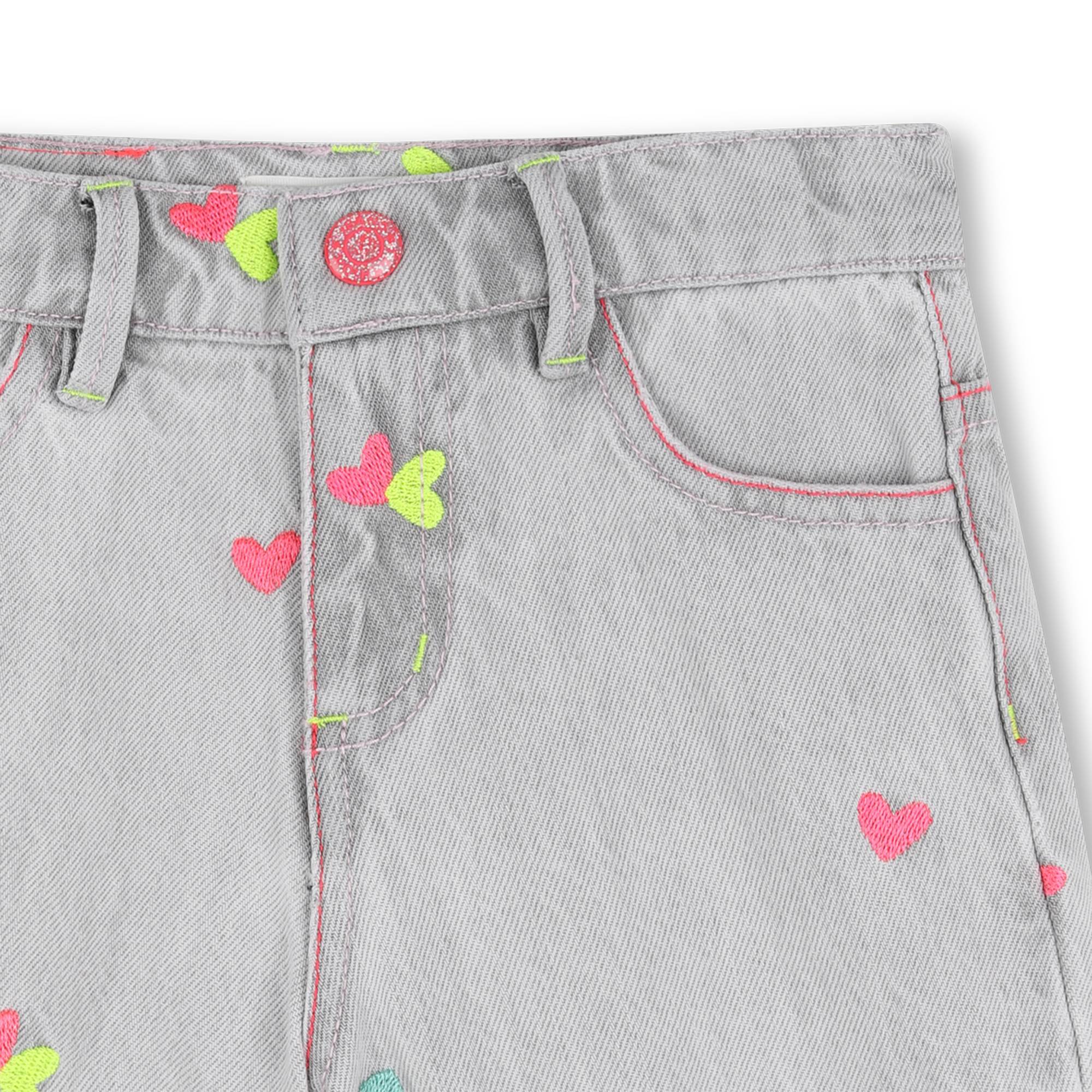 Embroidery Heart Denim Short