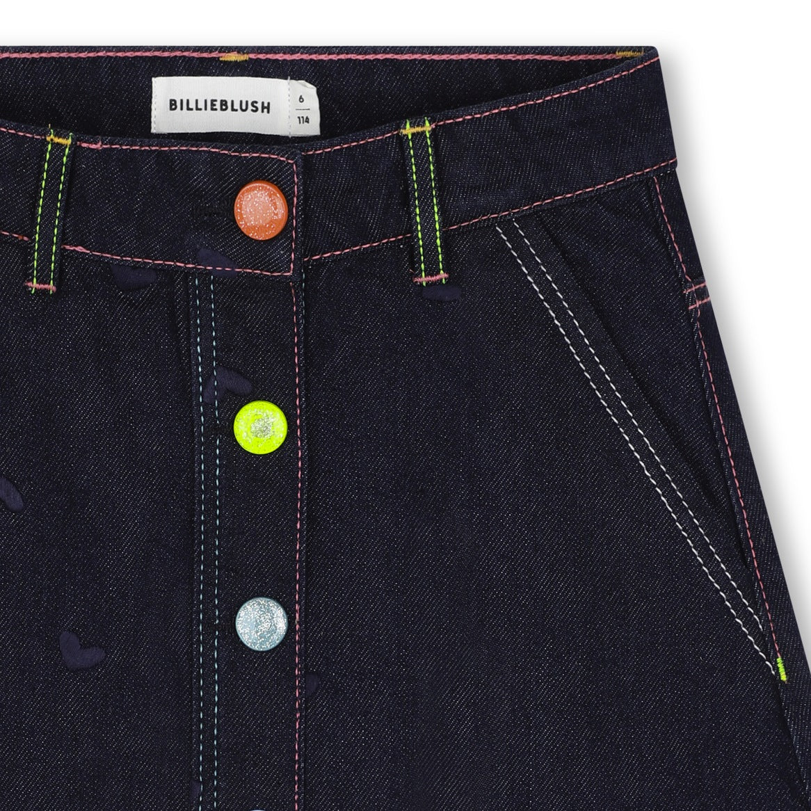 Girls Heart Embroidery Denim Skirt