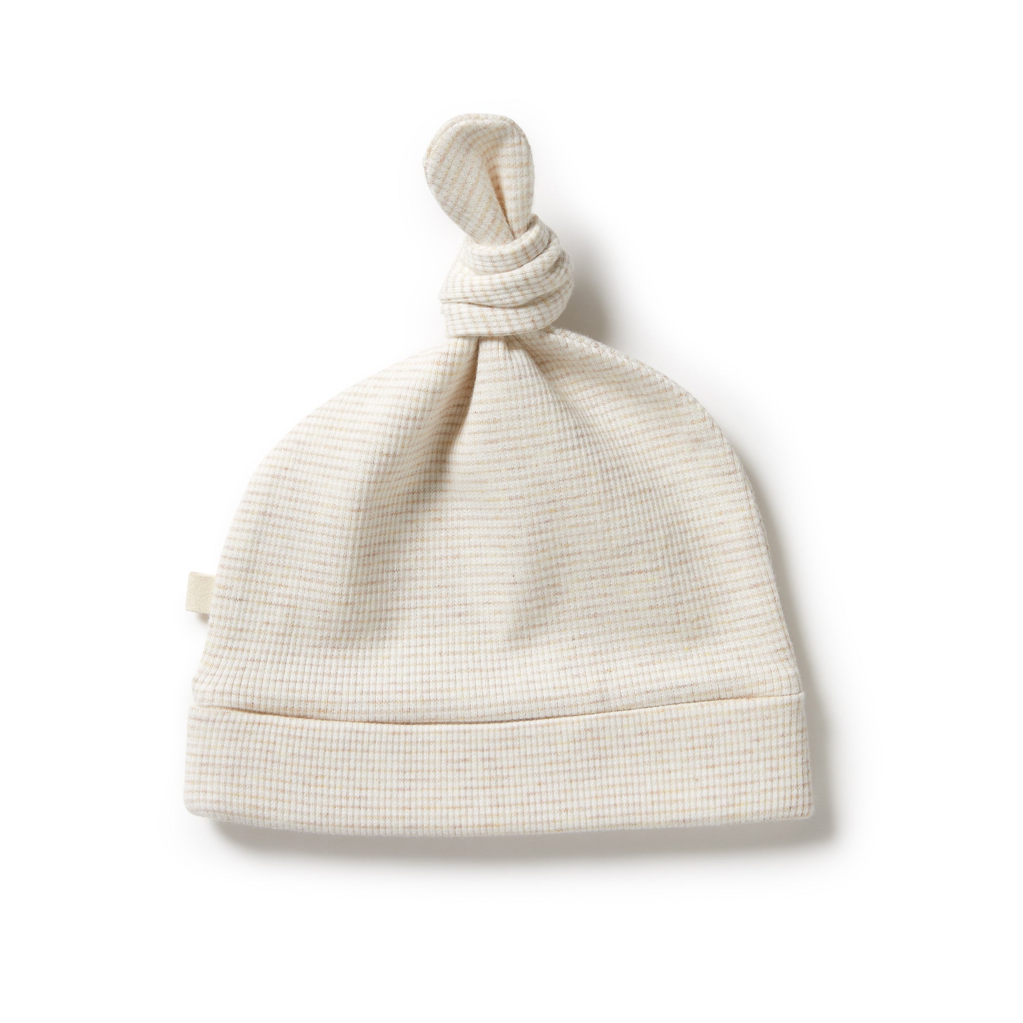 Organic Stripe Rib Knot Hat - Oatmeal