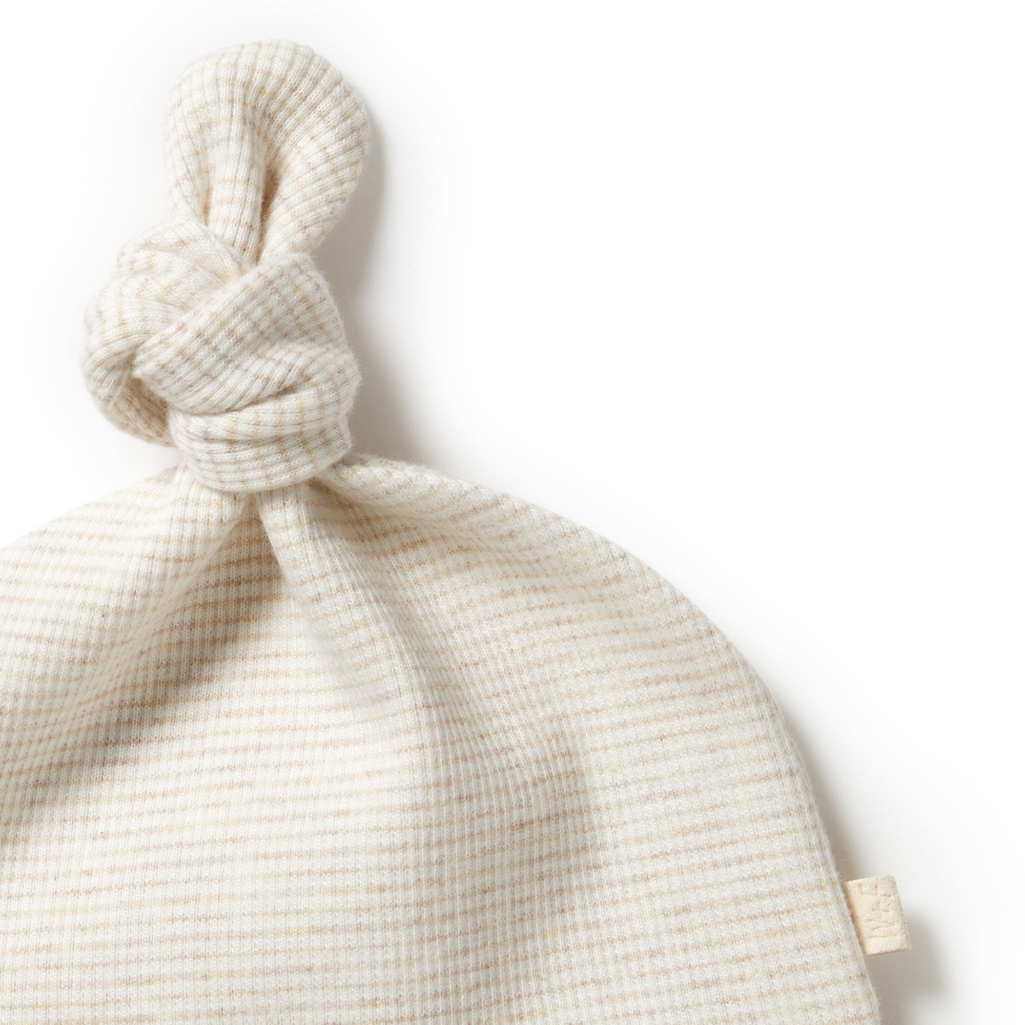 Organic Stripe Rib Knot Hat - Oatmeal