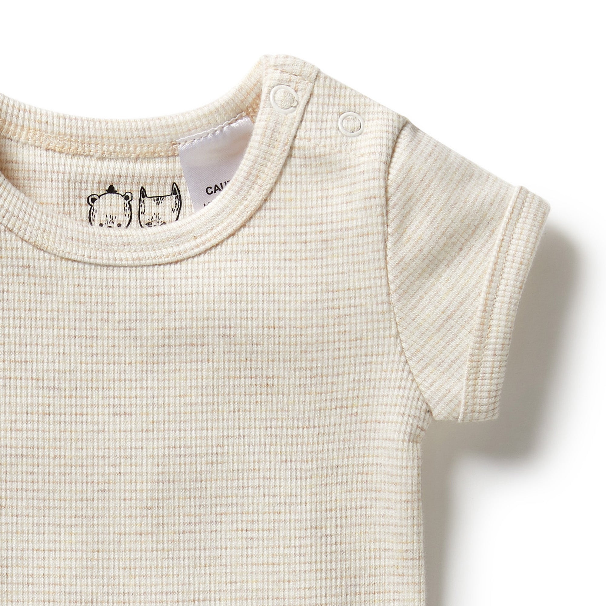 Organic Stripe Rib Bodysuit-Oatmeal