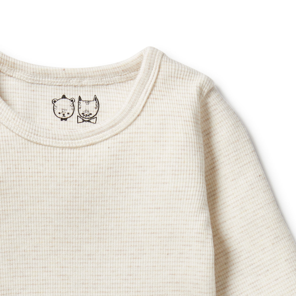 Organic Stripe Rib Long Sleeved Top - Oatmeal