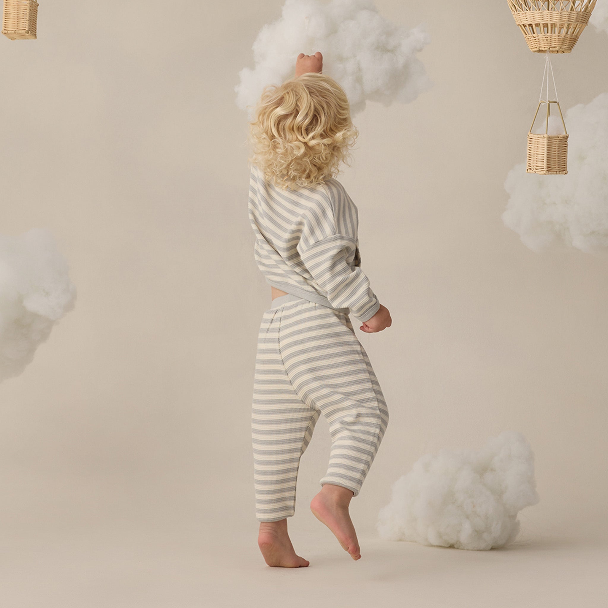 Waffle Sweater Set Sky Stripe