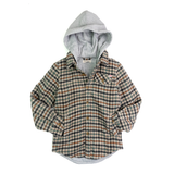 Glen Hooded Shirt Beige/Teal Check