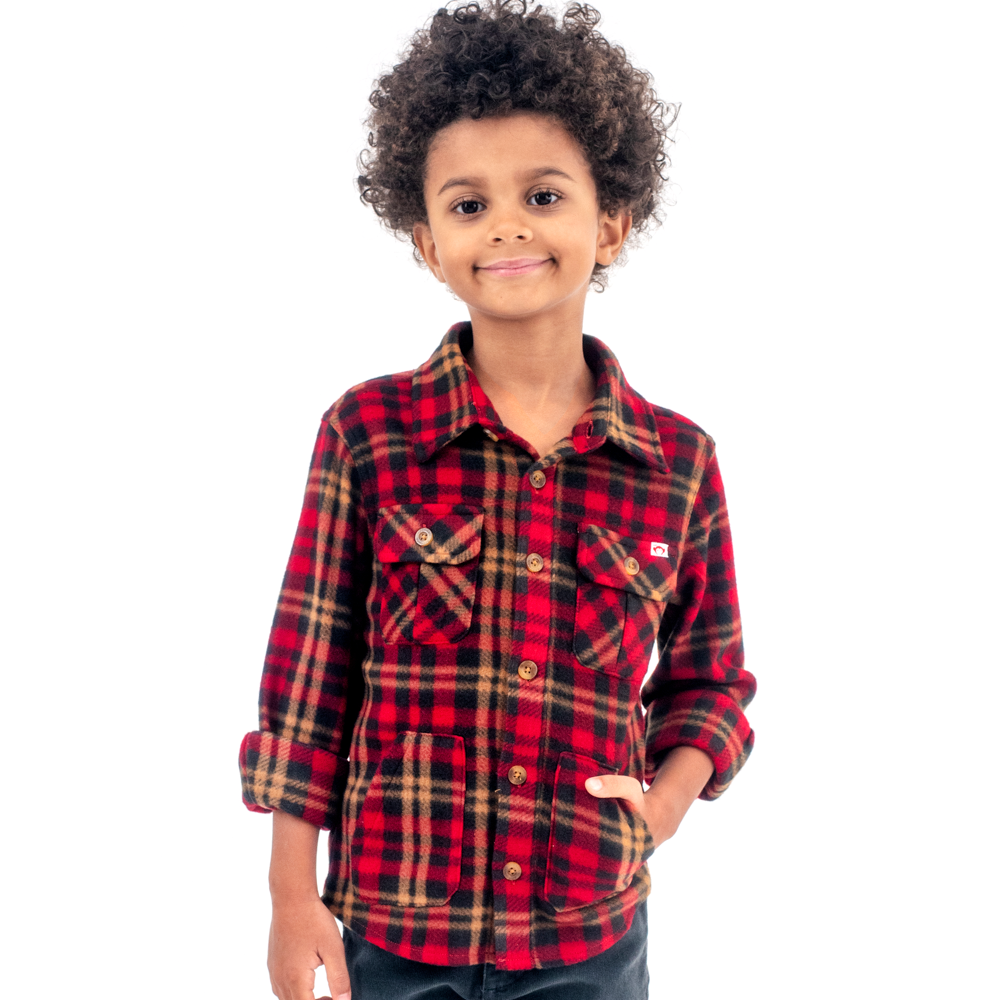 Rylee + Cru Baby to Youth Boys Olive Check S/S Shirt