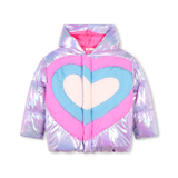 Shiny Quilted Heart Puffer Jacket