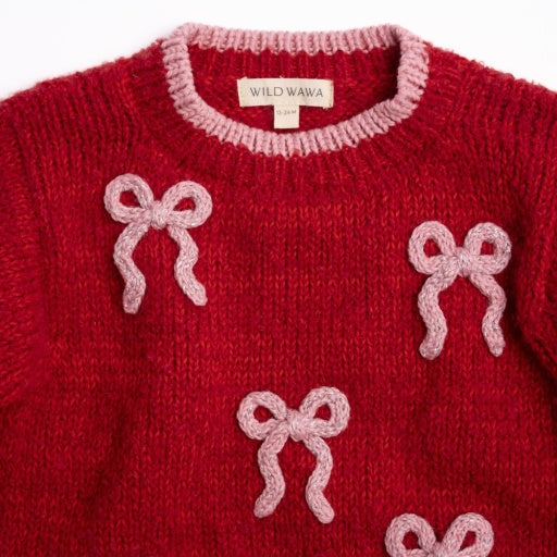 Bow Sweater - Crimson