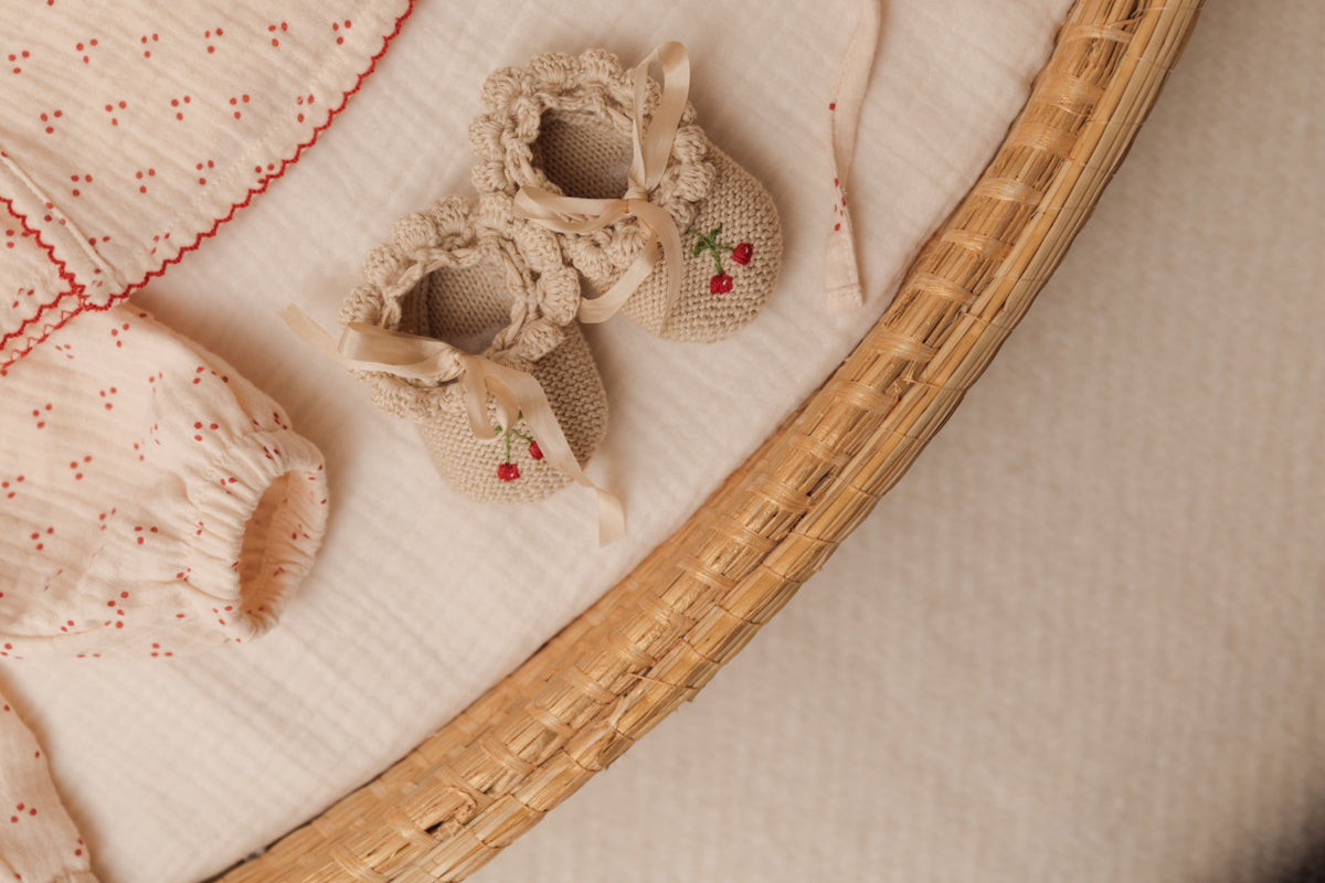 Knitted Ballerinas Cherries New Born