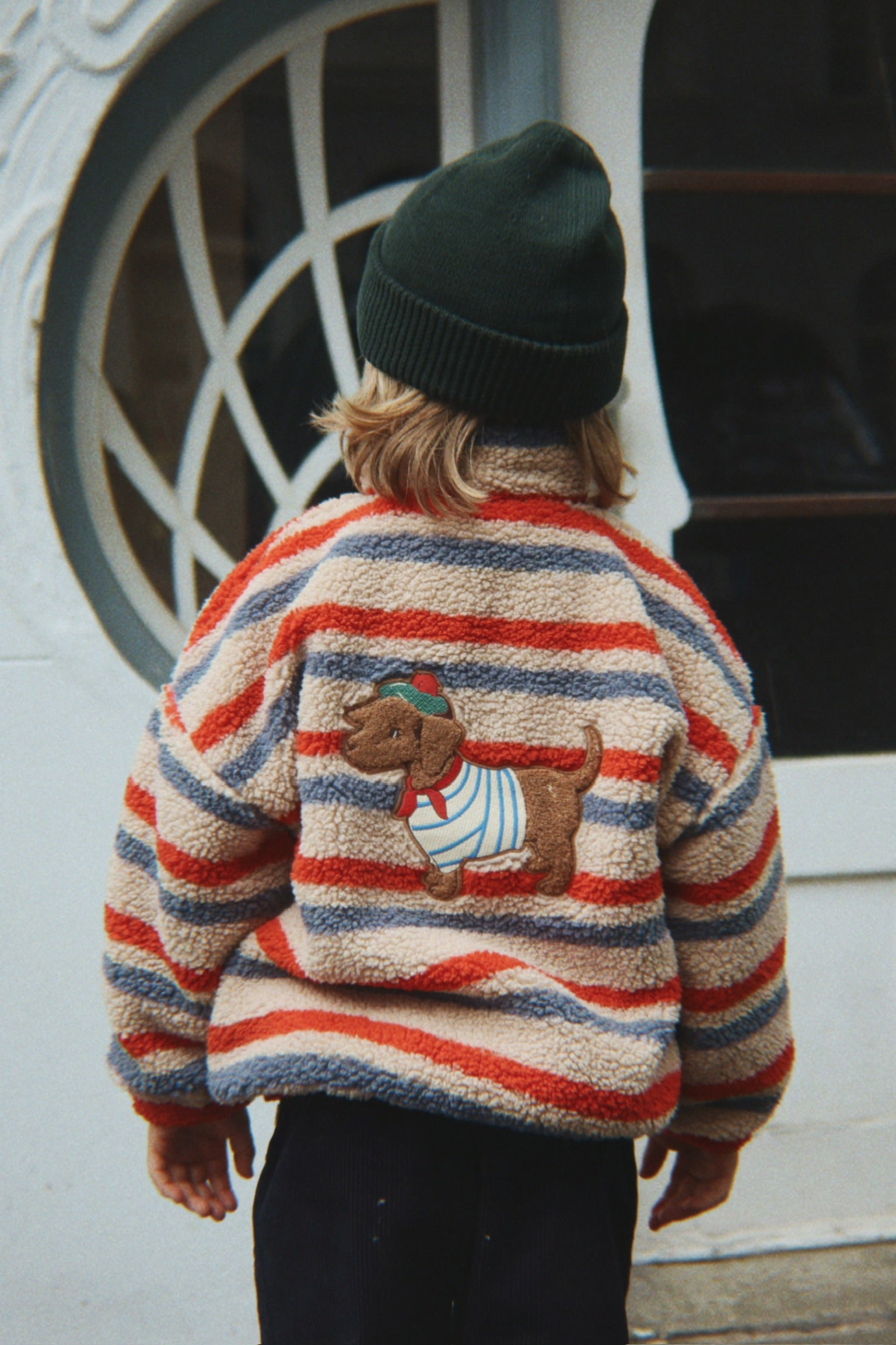 Jody Embroidery Teddy Jacket Tangerine Stripe