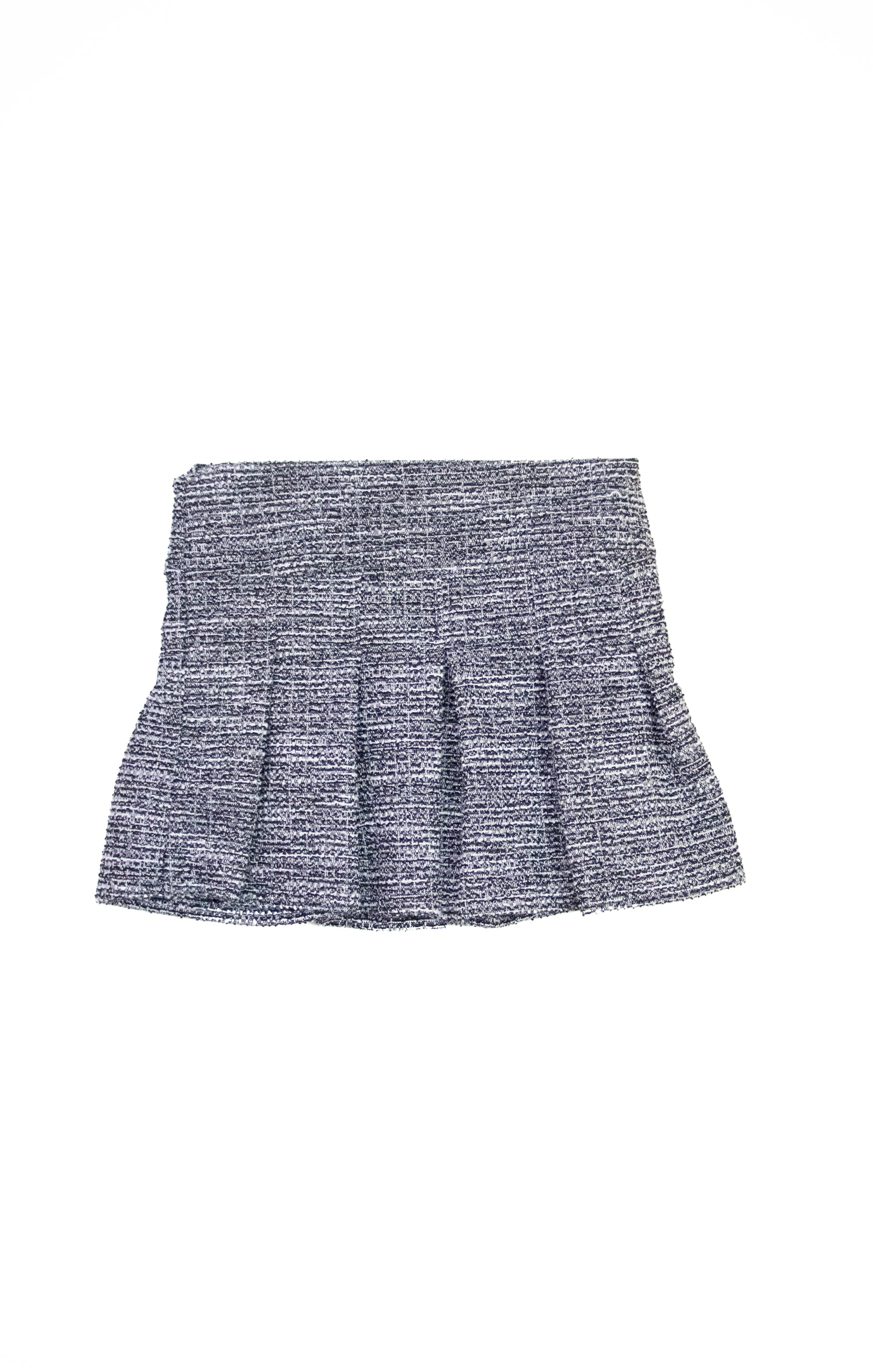 Yoke Pleated Skirt Black Boucle