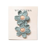 Crochet Flower Clip Blue