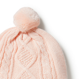 Knitted Mini Cable Hat Blush