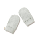 Organic Stripe Rib Mittens Raindrop Blue