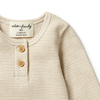 Organic Stripe Rib Henley Nougat