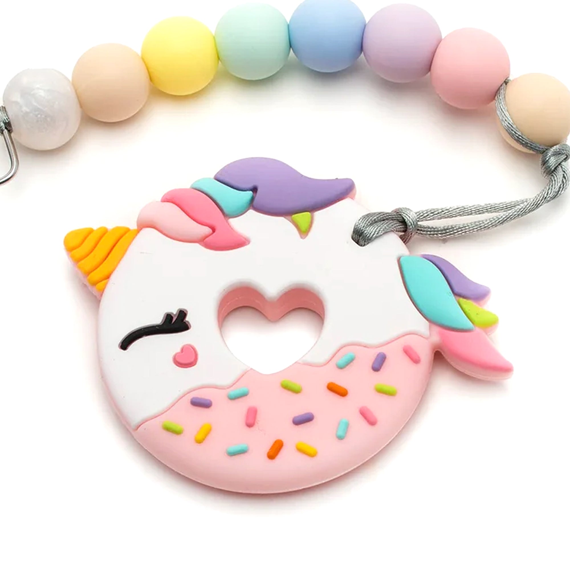 Loulou Lollipop_Silicone Teether Unicorn Donut Rainbow_Baby