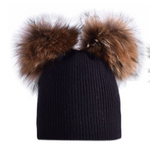Maniere_Adult Double Fur Pom Pom Hat_Headwear
