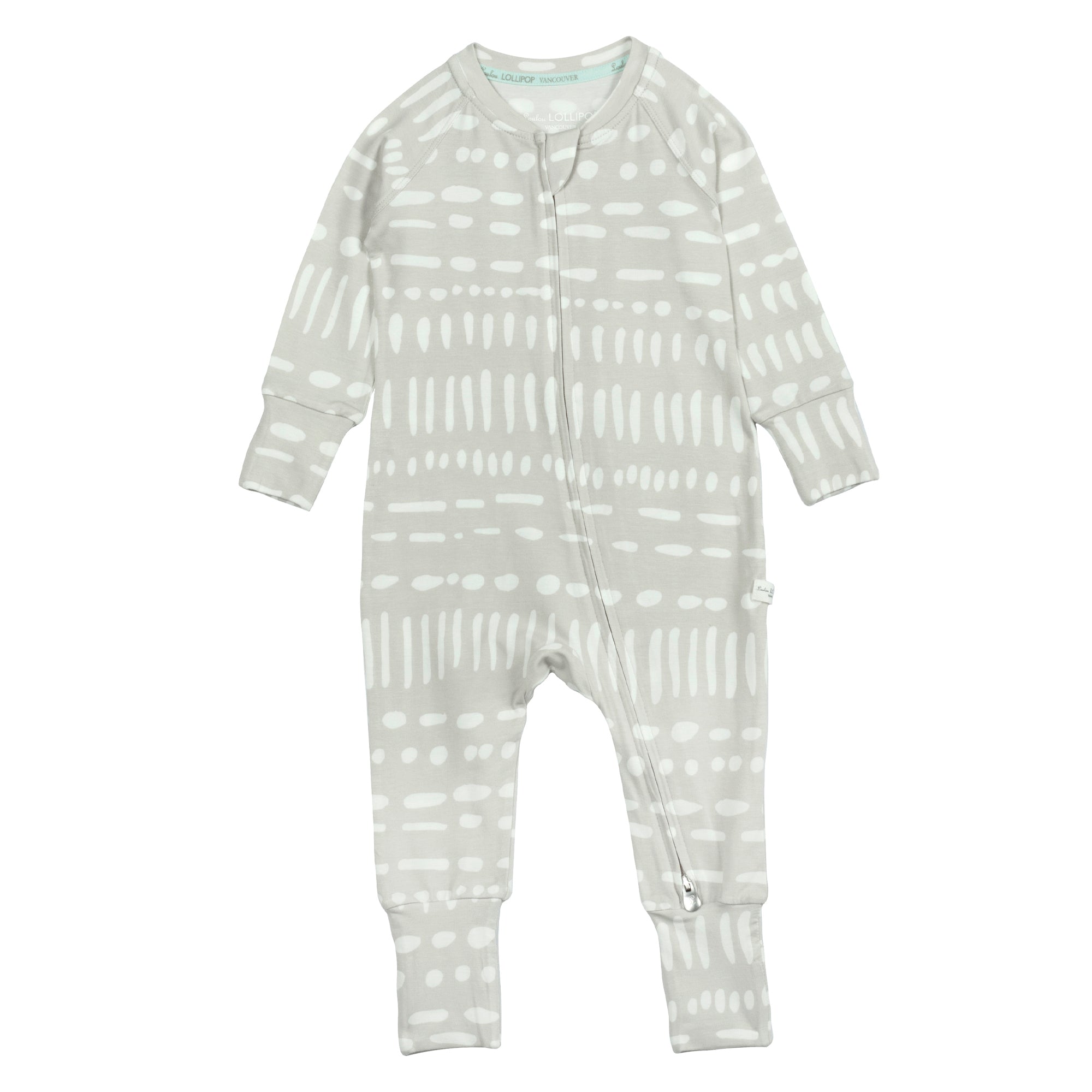 Loulou Lollipop_Grey Mud Cloth Sleeper_Pajamas